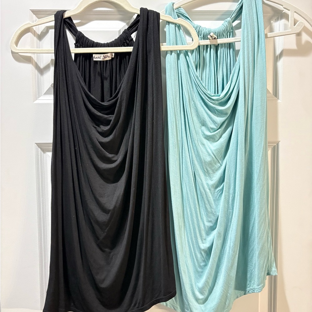 Michael Stars Black and Light Teal Halter Tops 2 of 2 OS